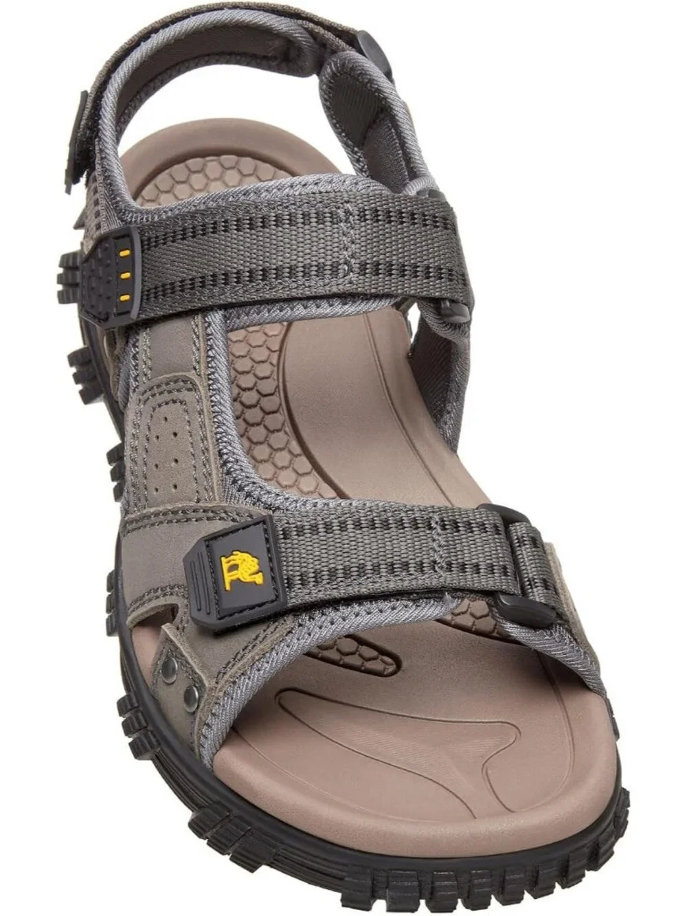 Men's Grey Comfort Leather Waterproof Athletic Arch Support Hiking Sandal Shoes